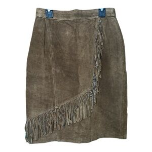 Laurice Vintage Suede Fringe Skirt | Size 7/8